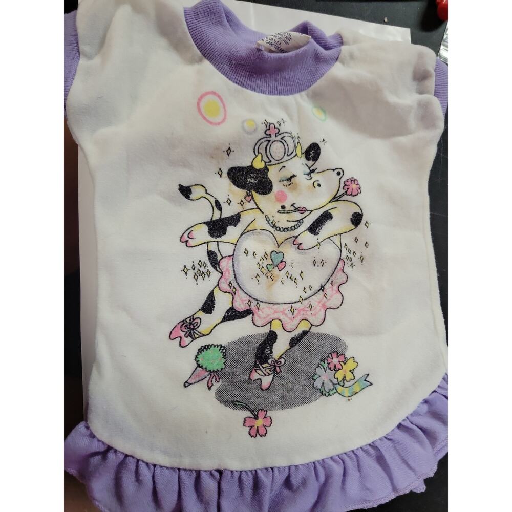 Ronnie Jama 80s Purple White Cow Design Baby Clothes Vintage